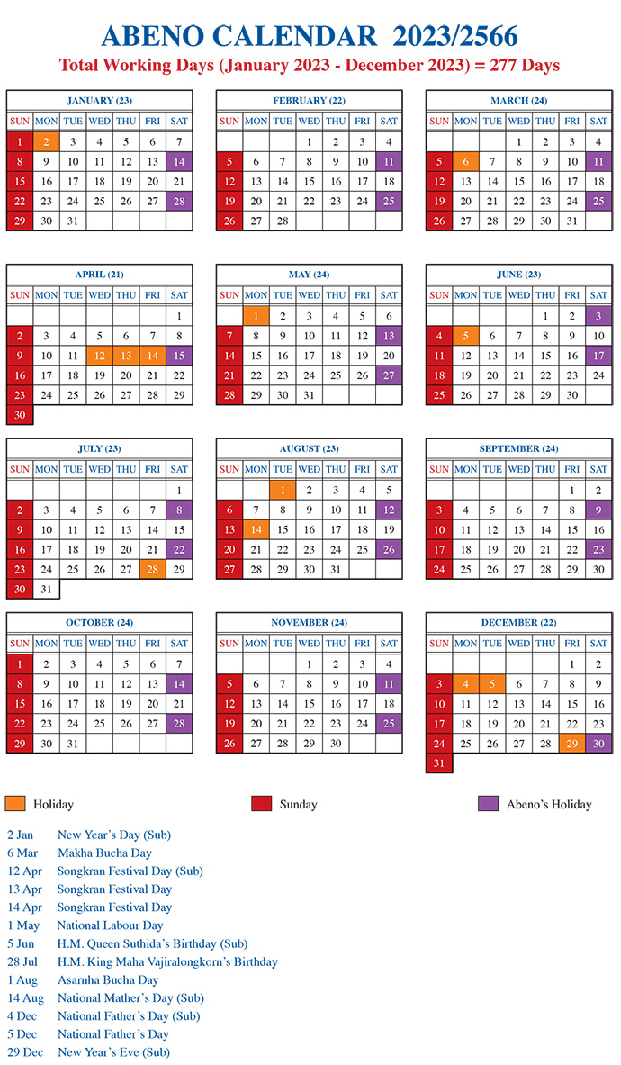 Total Working Days 2023